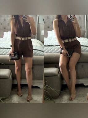 New๐ฉท Cocoa Chic Linen Blend Romper